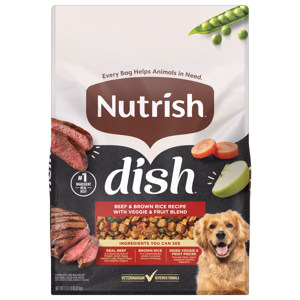 Nutrish Dish Beef & Brown Rice Recipe with Veggie & Fruit Blend Dry Dog Food 11.5 pound bag