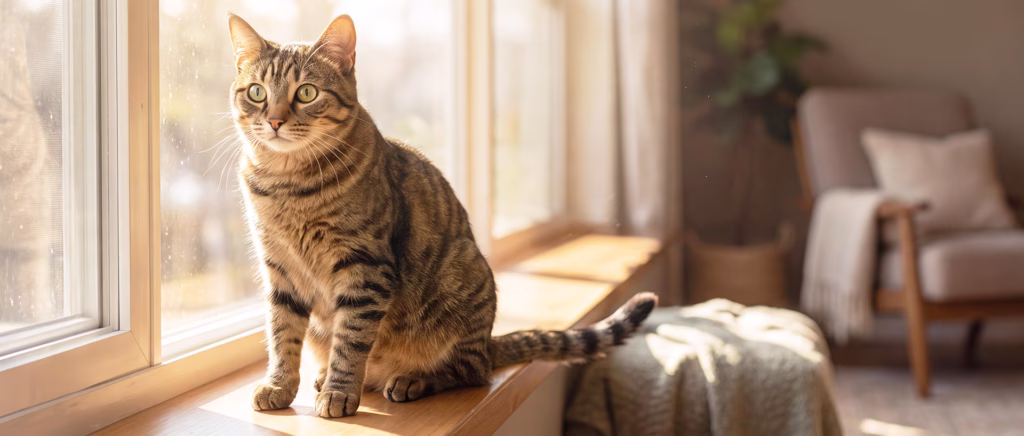 cat sitting on window sill
