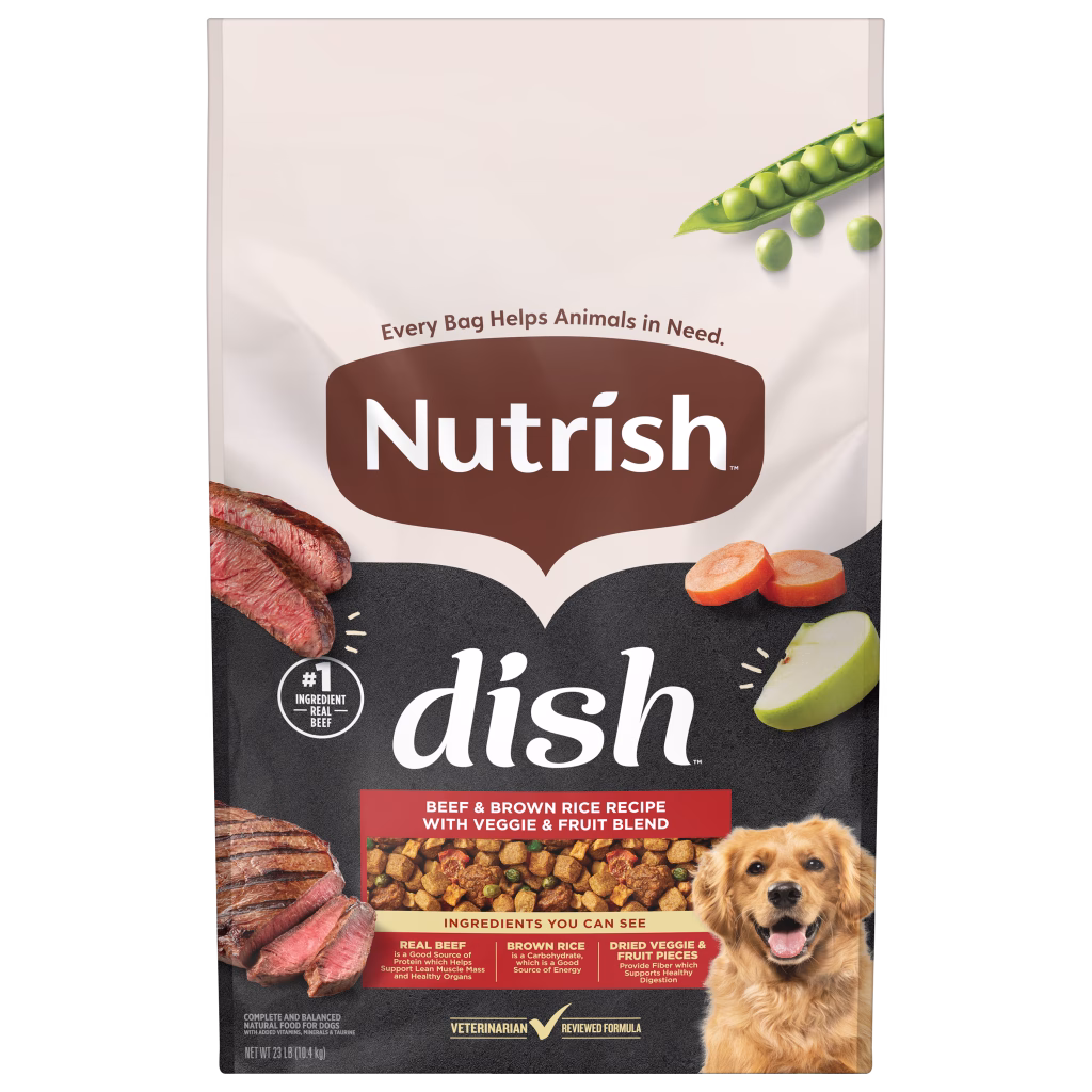 Nutrish Dish Beef & Brown Rice Recipe with Veggie & Fruit Blend Dry Dog Food 23 pound bag
