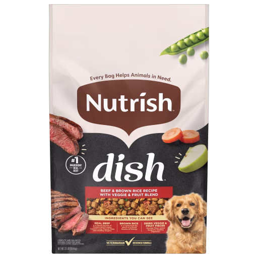 Nutrish Dish Beef & Brown Rice Recipe with Veggie & Fruit Blend Dry Dog Food 23 pound bag