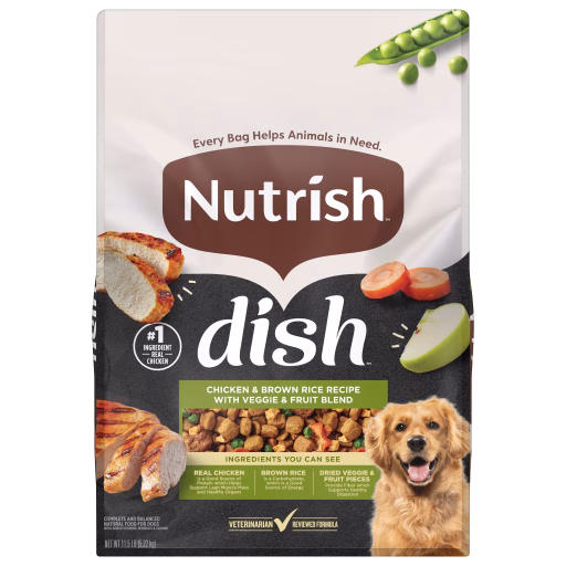 Nutrish Dish Chicken & Brown Rice Recipe with Veggie & Fruit Blend Dry Dog Food