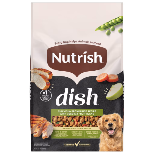 Nutrish Dish Chicken & Brown Rice Recipe with Veggie & Fruit Blend Dry Dog Food