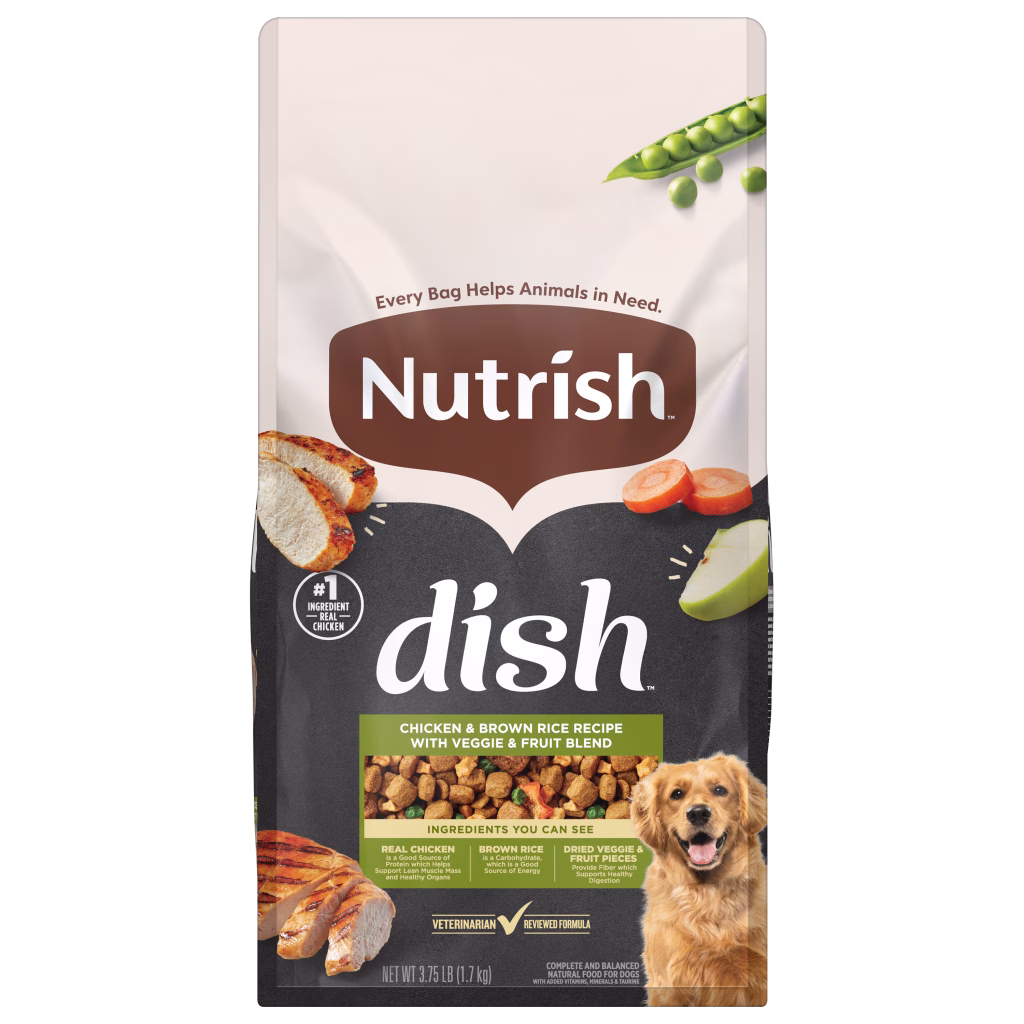 Nutrish Dish Chicken & Brown Rice Recipe with Veggie & Fruit Blend Dry Dog Food