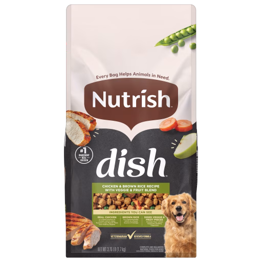 Nutrish Dish Chicken & Brown Rice Recipe with Veggie & Fruit Blend Dry Dog Food