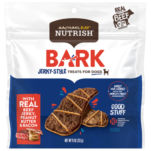 Nutrish Bark Jerky-Style Dog Treats With Real Beef Jerky, Peanut Butter & Bacon