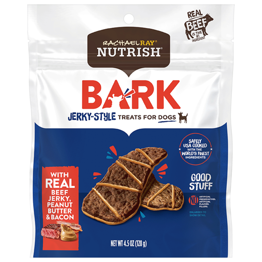 Nutrish Bark Jerky-Style Dog Treats With Real Beef Jerky, Peanut Butter & Bacon