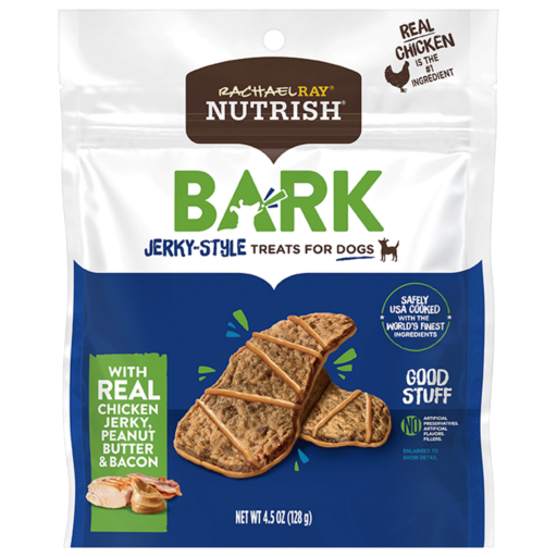 Nutrish Bark Jerky-Style Dog Treats With Real Chicken Jerky, Peanut Butter & Bacon