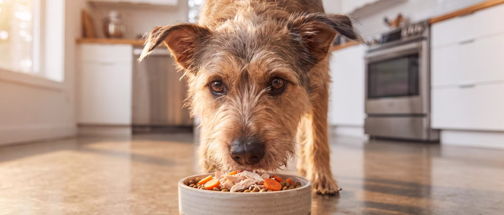 dog eating food